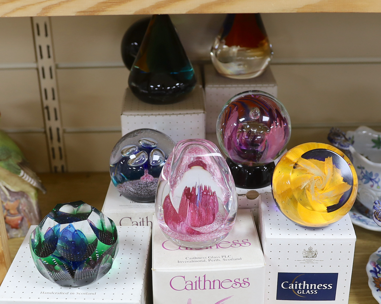 Nine Caithness paperweights, boxed, some limited edition